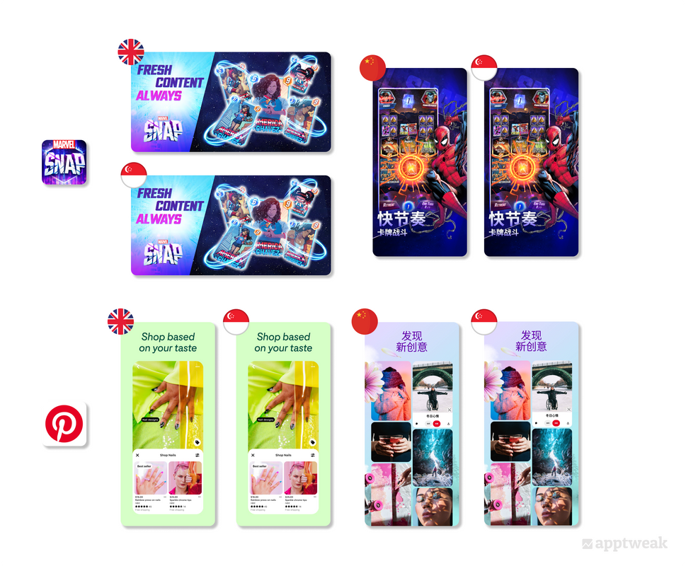 highlighting the fact the app pages are the same on both UK/chinese play store and singaporean play store