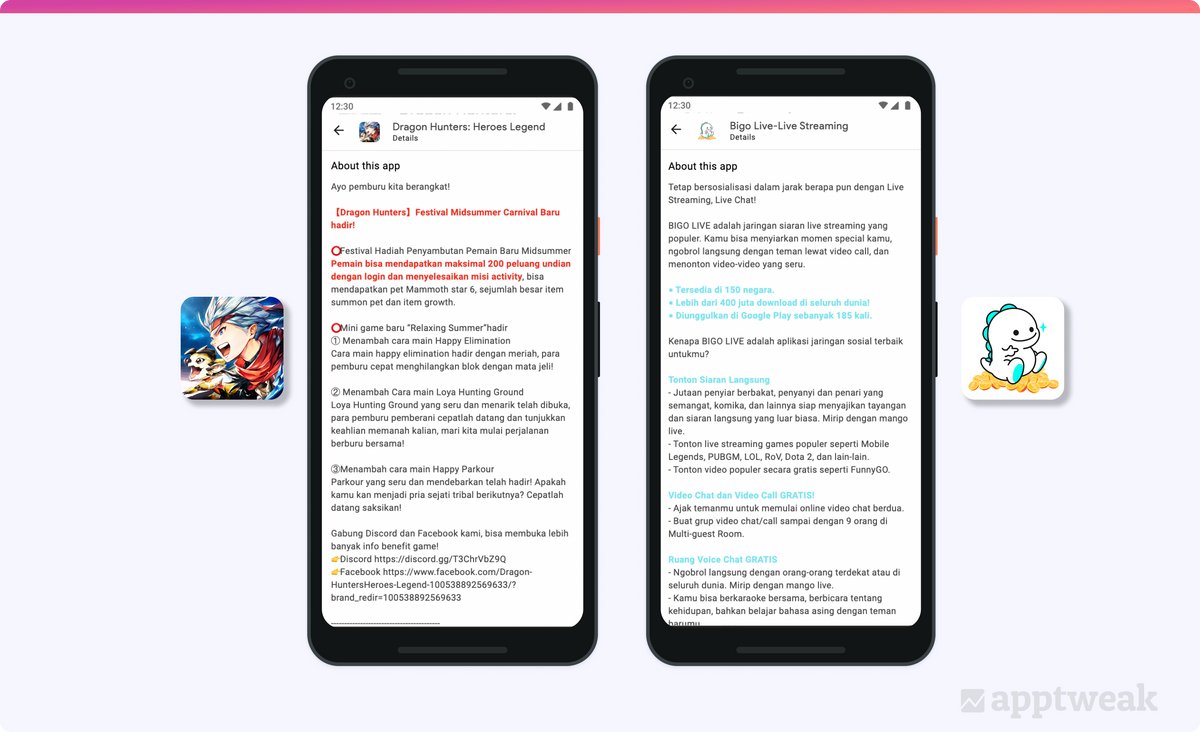 Apps in Indonesia make their long descriptions well structured to make the reading experience smoother