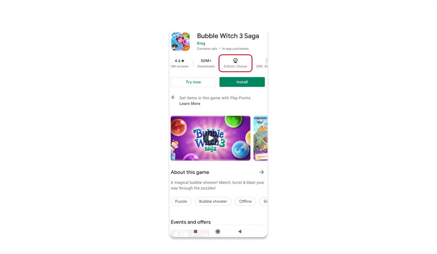 printscreen of Android - Editor's choice badge