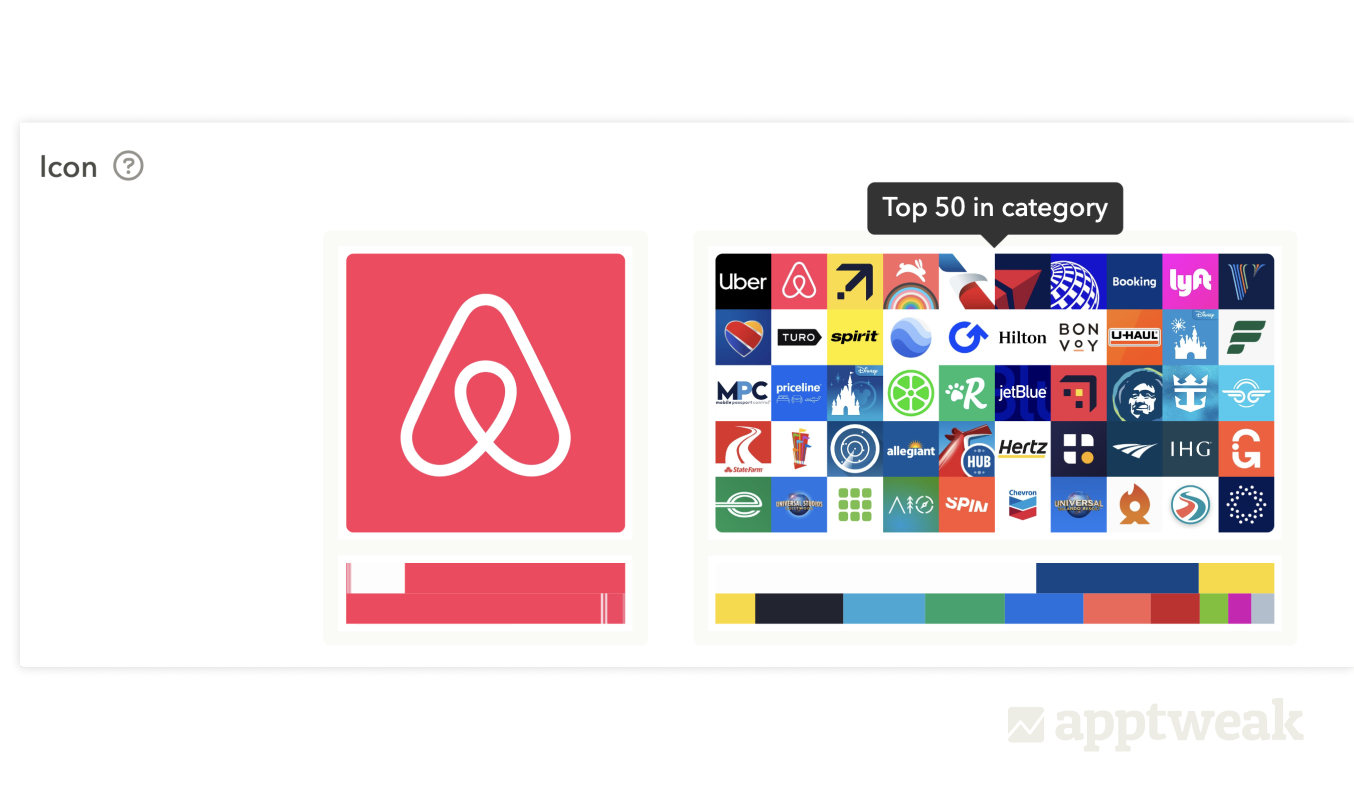 You can check out the color palette of the top 50 app icons in your chosen category to see how different it is from yours