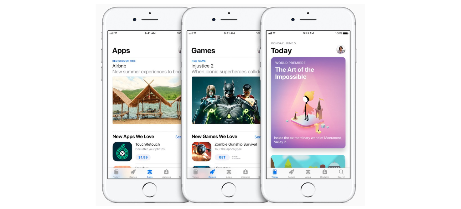App Storeのタブ: Today、App、ゲーム
