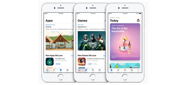 App Storeのタブ: Today、App、ゲーム