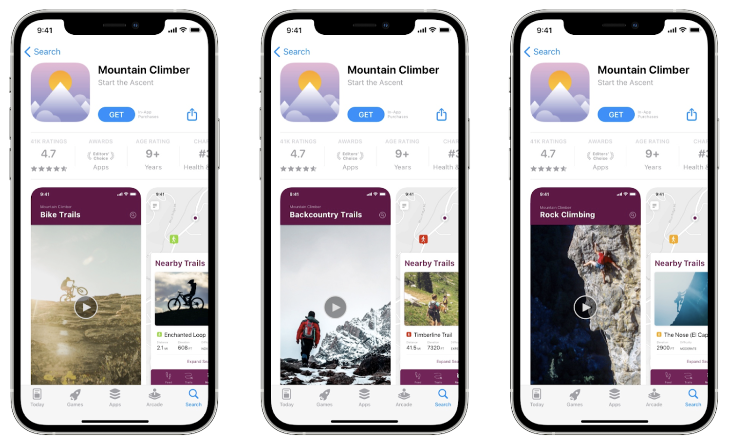 App Storeでの異なるCPPsの表示例