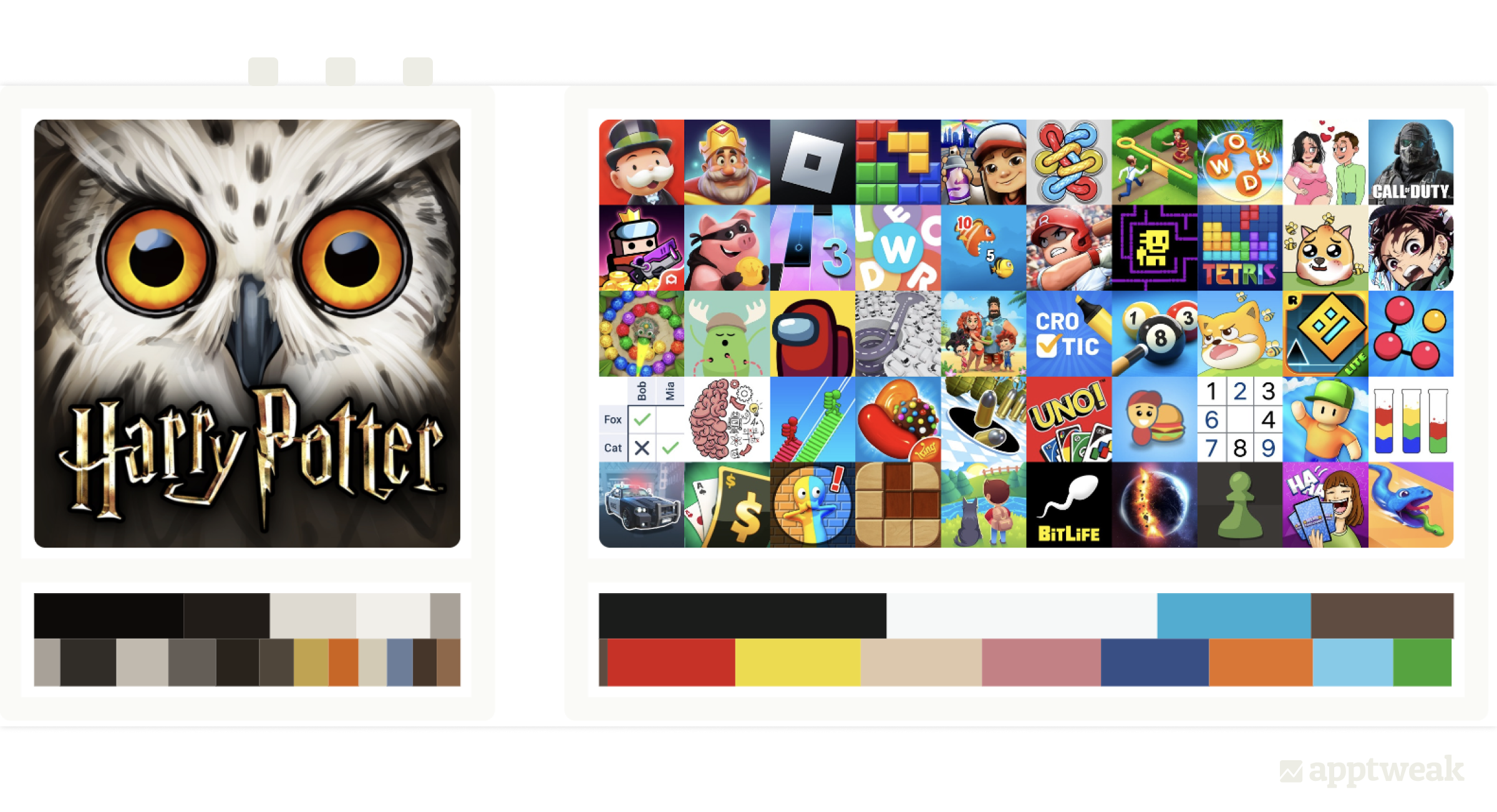 AppTweak's Metadata Benchmarks display the top 50 games' icons in the chosen category
