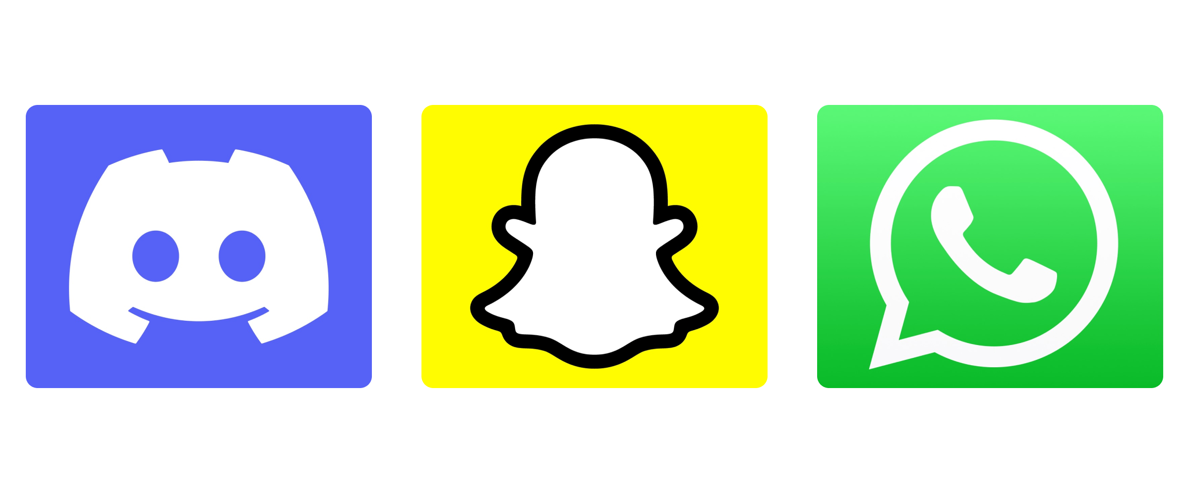 Discord、Snapchat 和 WhatsApp 的图标都简单、易识别且引人注目