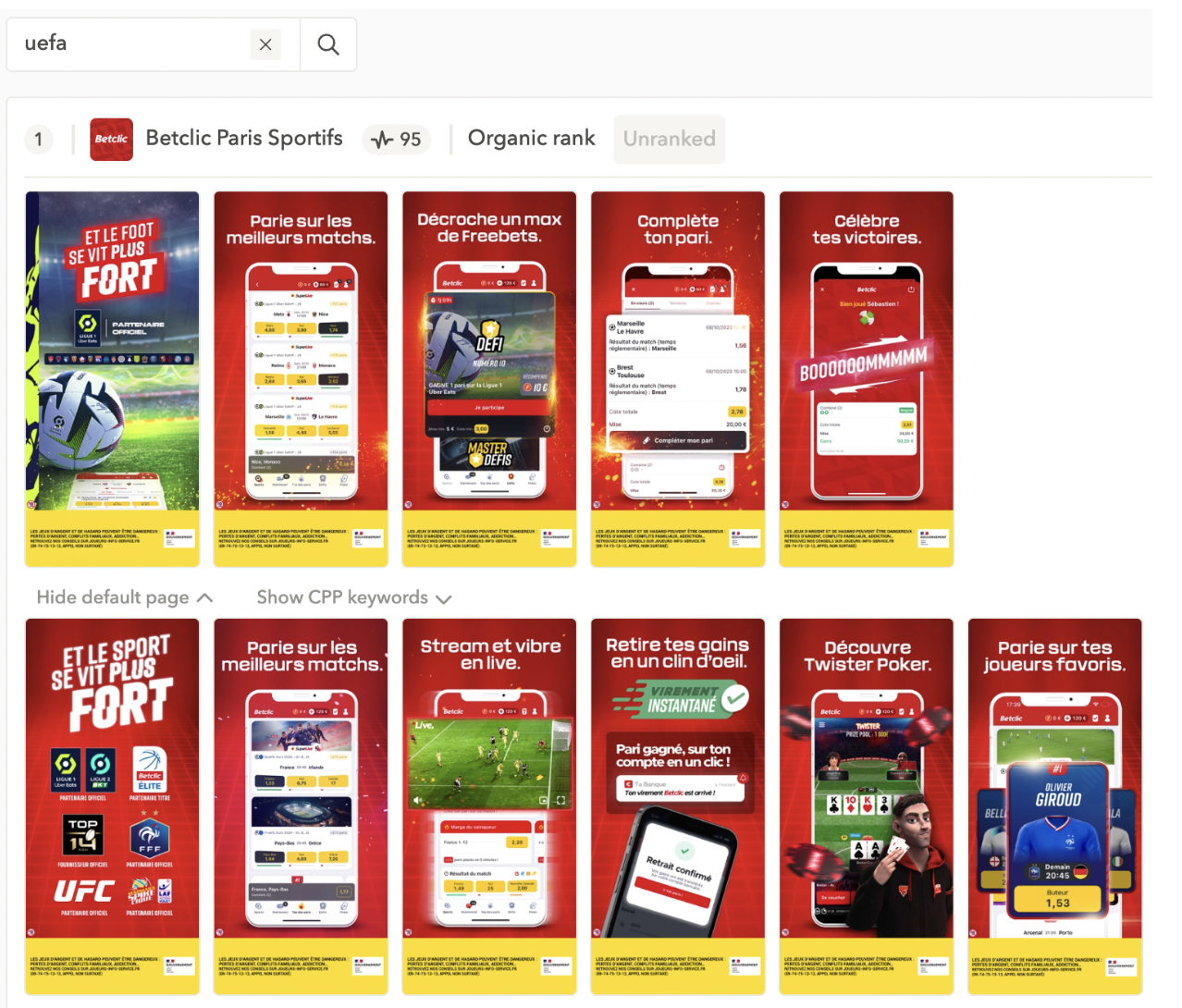 Betclic은 프랑스 App Store에서 uefa에 입찰하고 있습니다.