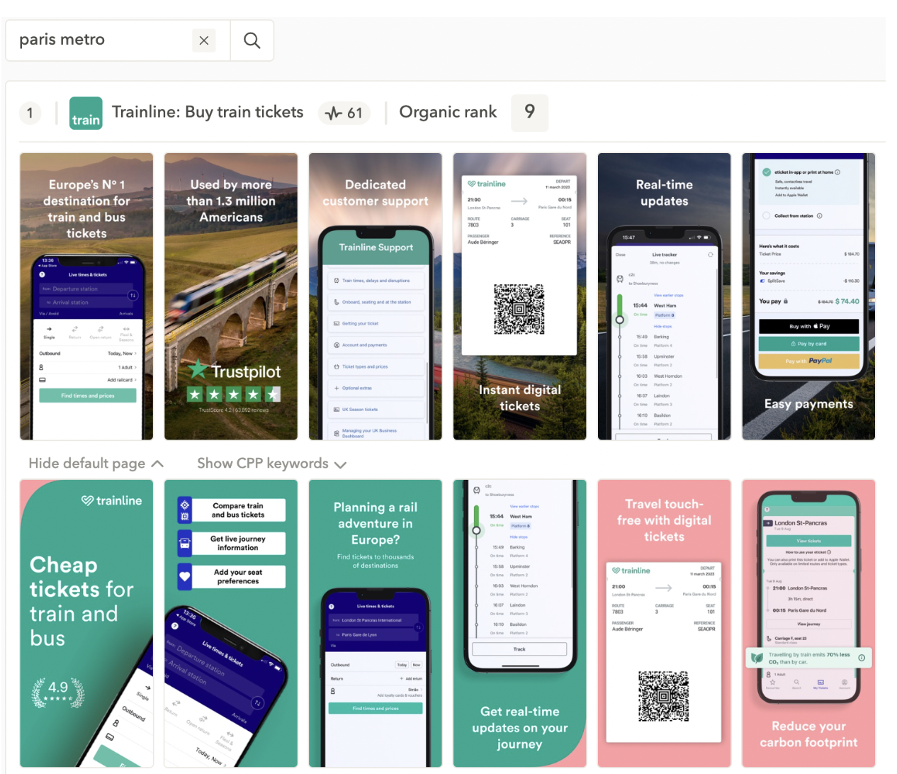 Trainline은 미국 App Store에서 paris metro에 입찰하고 있습니다.