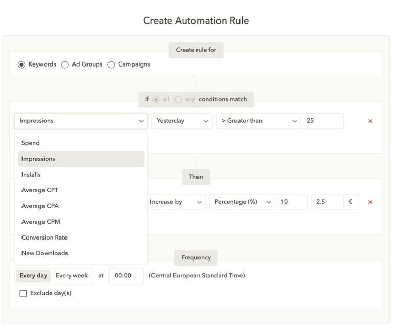 Build custom automation rules to scale your Apple Search Ads in AppTweak