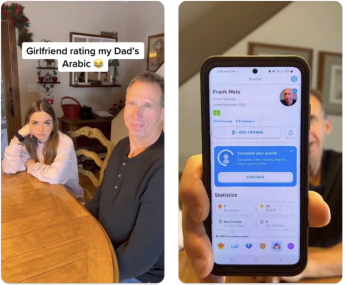 DuoLingo 的 UGC 广告截图