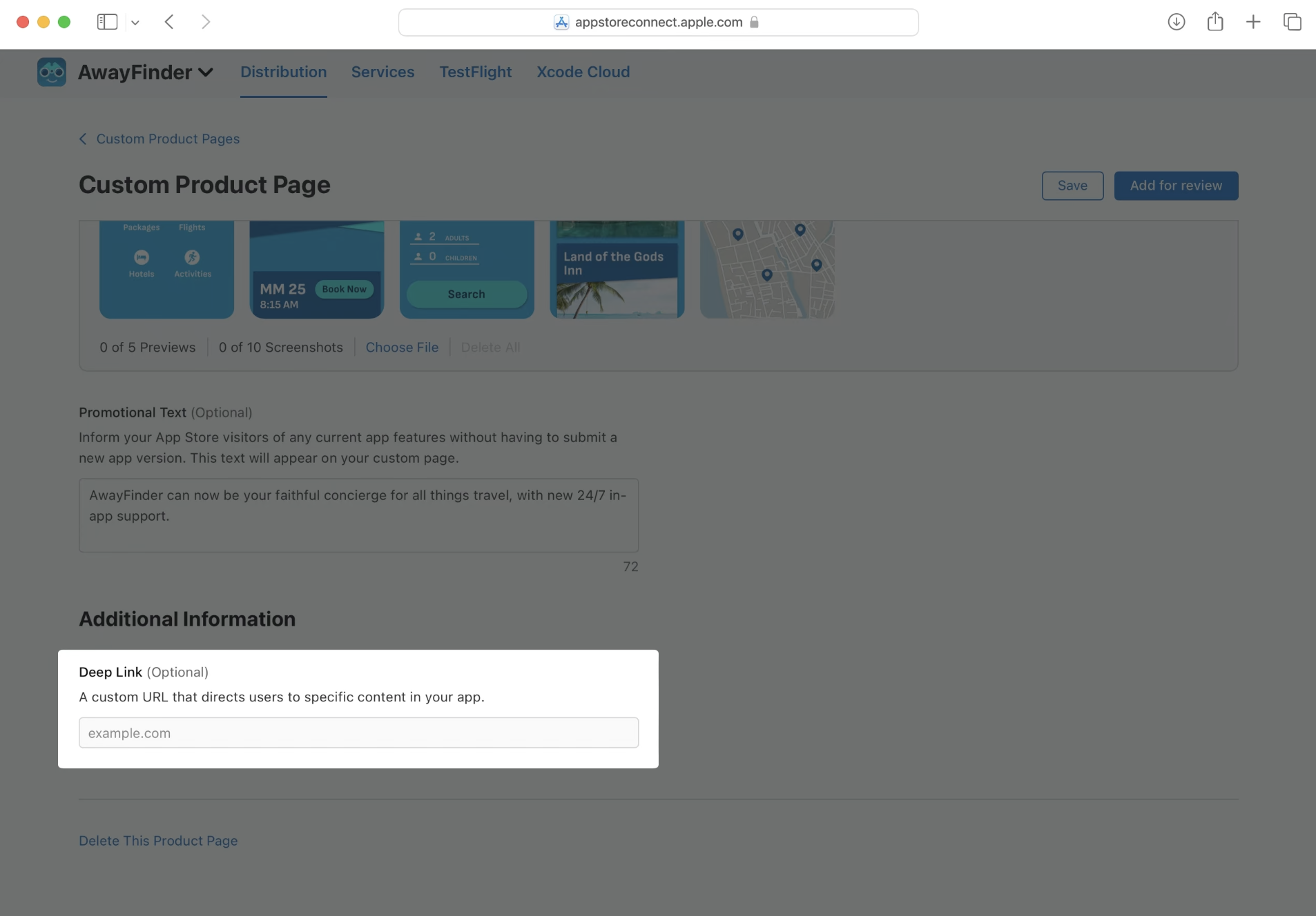 Deep links allow you to customize where someone lands when they open your app from a CPP.