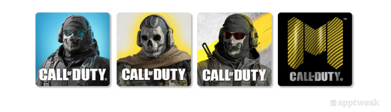 Call of Duty: Mobile 利用产品页面优化测试不同的创意方法,找出哪种方法最能转换。 来源:AppTweak