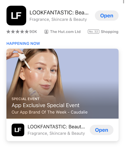 LOOKFANTASTIC in-app event
