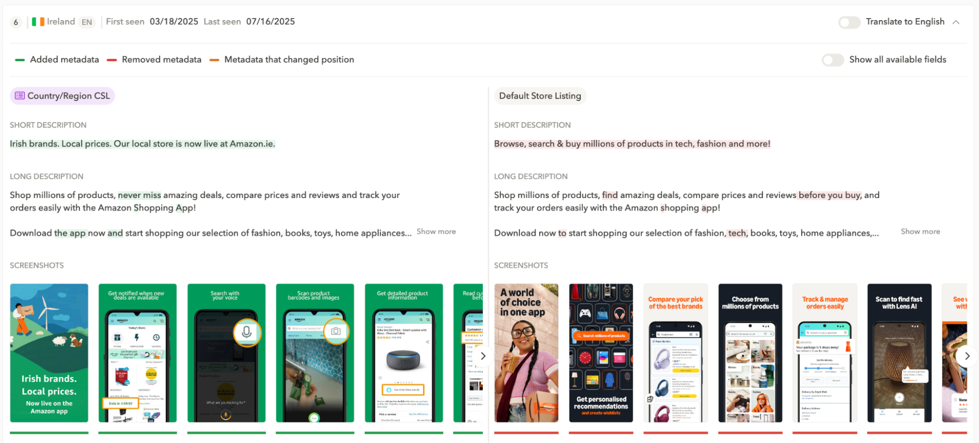 Custom store listing - When launching in a new market