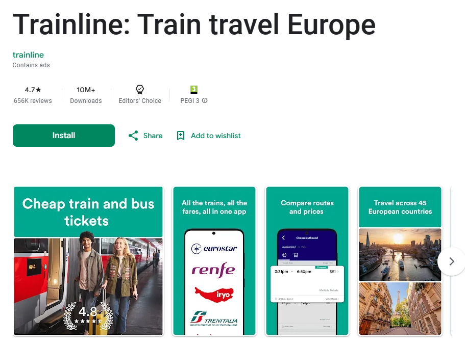 Timeline train app screenshots