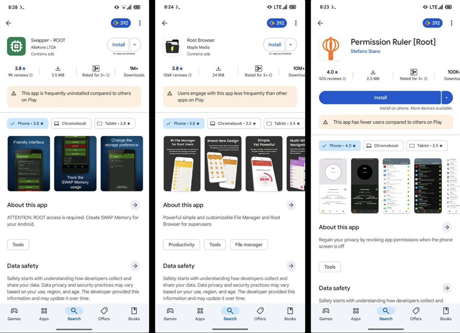 Avec de nouveaux messages d'avertissement sur les fiches des magasins, Google veut avertir les utilisateurs app des illimitées avec de mauvais indicateurs vitaux et taux de rétention