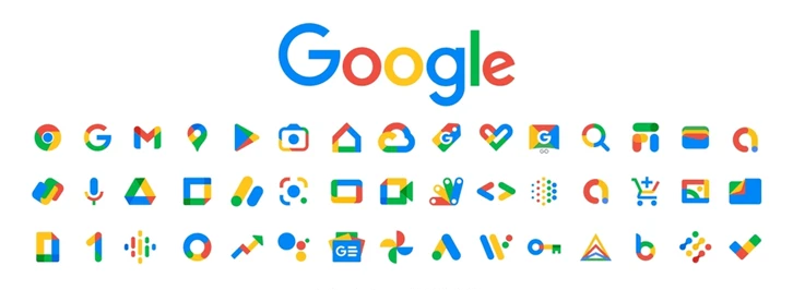 (アプリの) アイコンのデザイン例：Googleアプリのビジュアルシステム