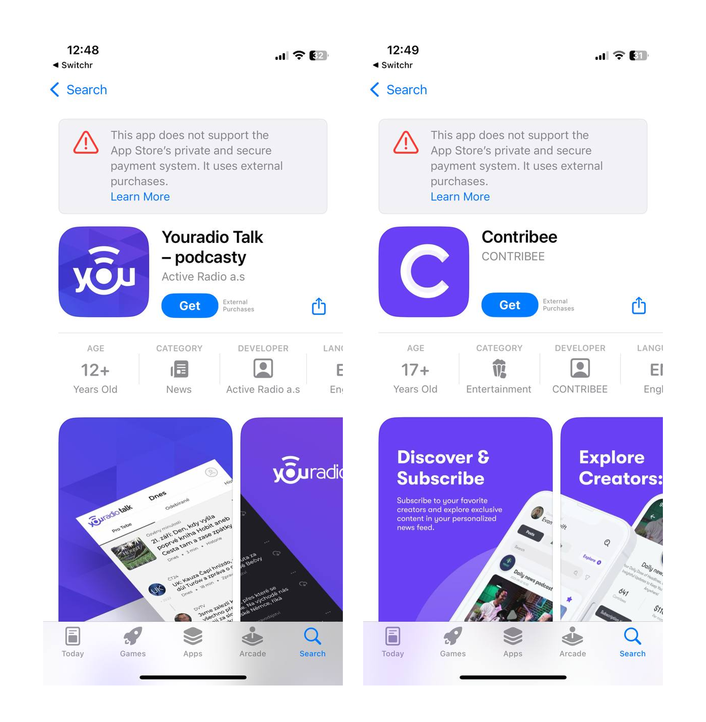 Le App Store a commencé à afficher des avertissements in-app pour les illimitées utilisant des liens de paiement tiers dans l'UE.