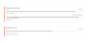 Example of app reviews highlighting pain points and app bugs