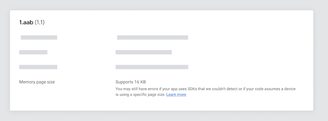 Taille de la page mémoire dans la console Google Play