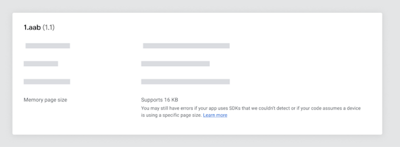 Taille de la page mémoire dans la console Google Play
