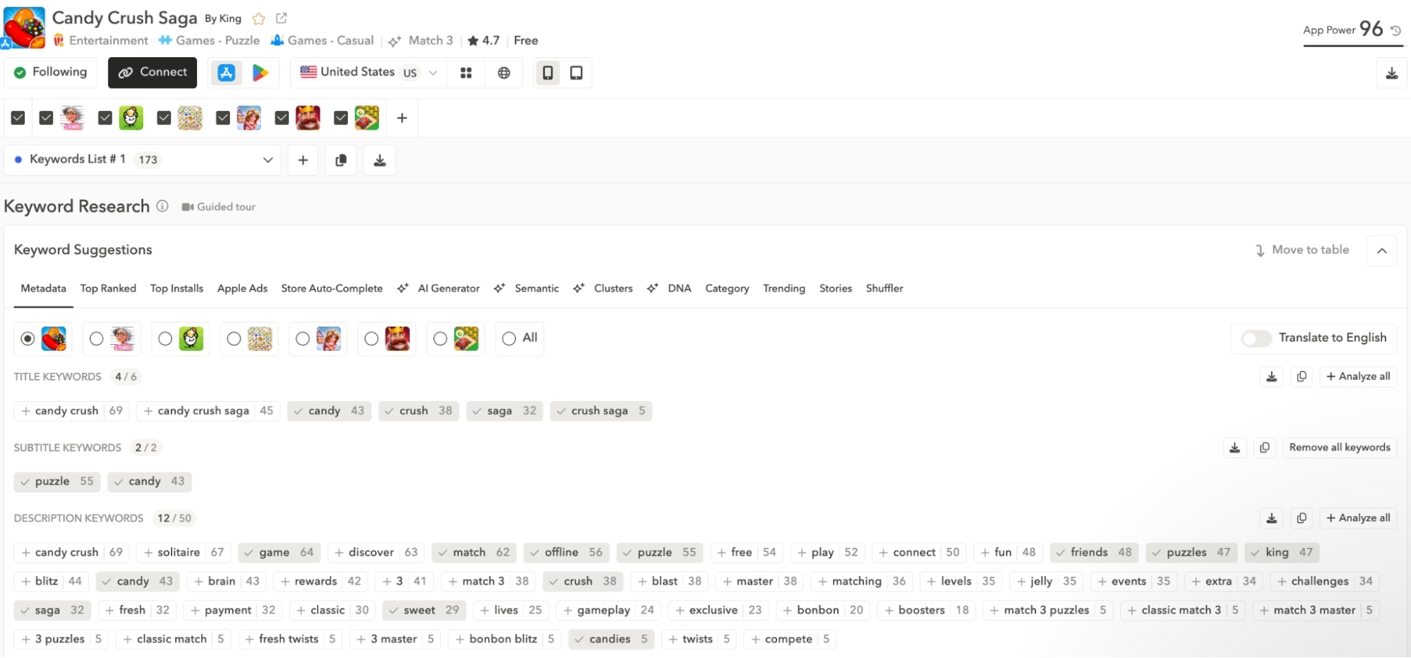 AppTweak's Atlas AI keyword pickers - App Store Optimization