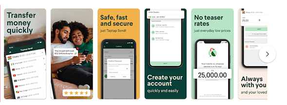 Taptap Send app store screenshots