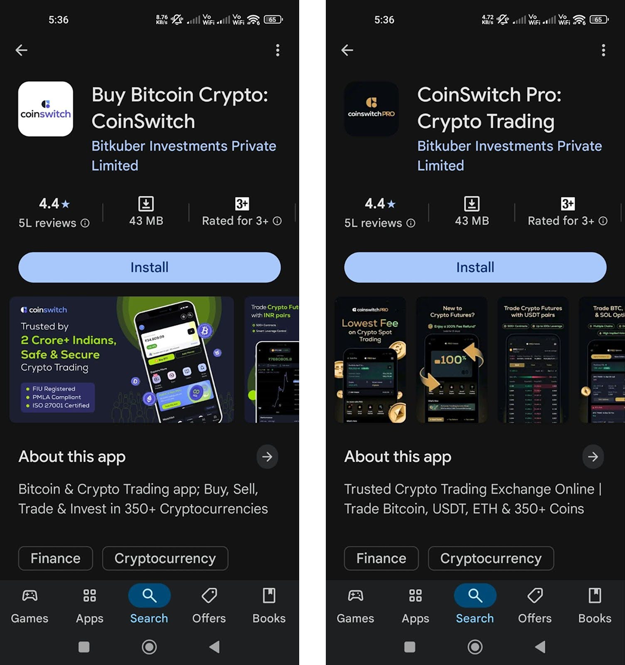 Coinswitch crypto app increased conversion rate with AppTweak