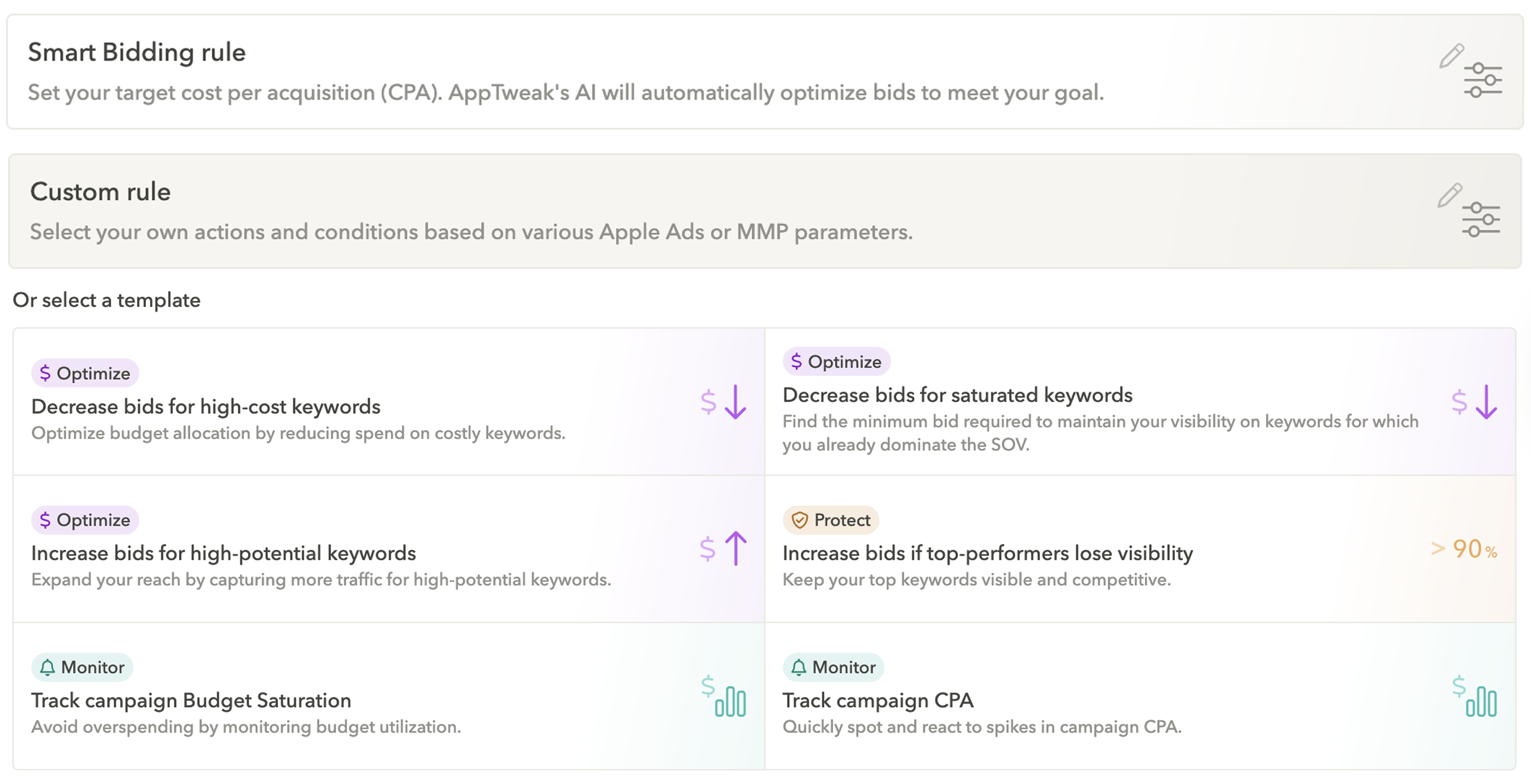 AppTweak’s automation tools for Apple Ads