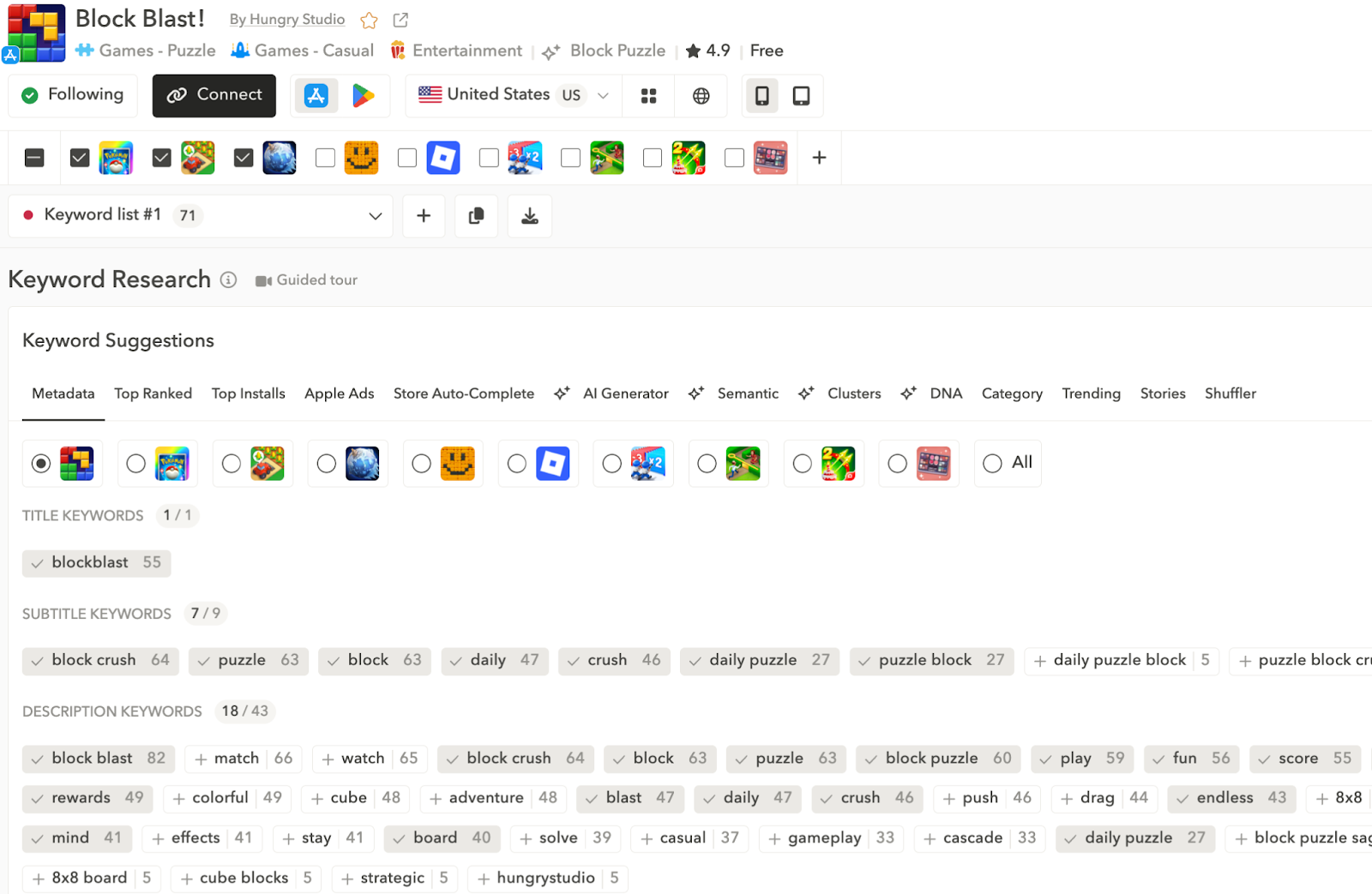 ASO keyword research tools - Advanced app store keyword discovery with 12+ suggestion tools
