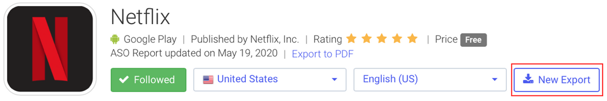 AppTweak ASO Tool: Export from an app