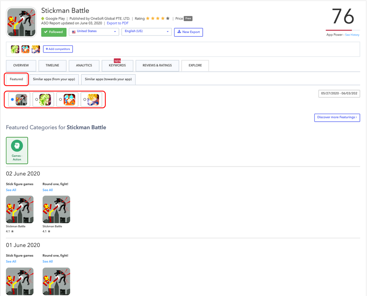 AppTweak ASO工具：精选应用探索部分