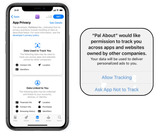 App Store 产品页面将包含一个新部分，专门显示 应用 收集的用户 数据，而开发者将不得不使用新的 应用 内提示来请求用户允许跟踪其跨 应用 行为。