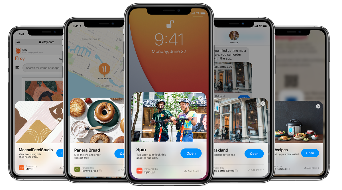 アプリクリップは、お客様がApp Storeで検索する必要なく、アプリの一部にアクセスできるようにします WWDC中のAppleアプリクリップ発表画像