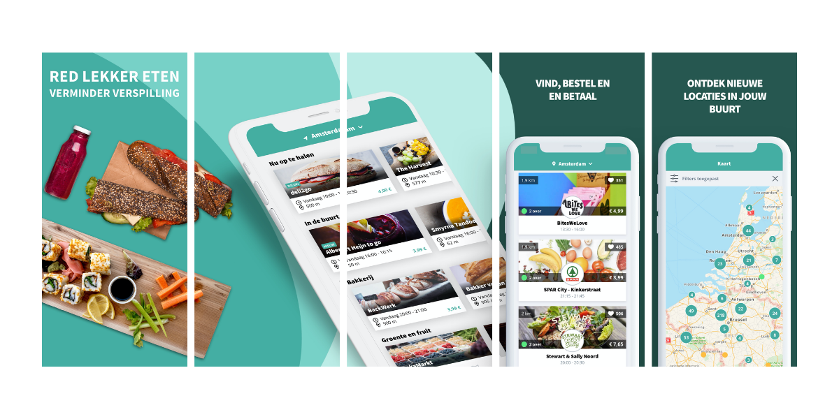 荷兰 Apple App Store 上 TooGoodToGo 的出色屏幕截图示例