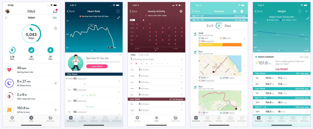 从 AppTweak 获得的 iOS 上 Fitbit 的一组屏幕截图。