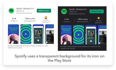 AndroidでのSpotifyアイコンをライトモードとダークモードで比較