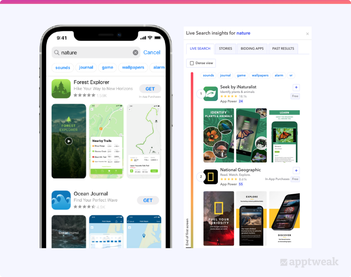 Search suggestions on the App Store 