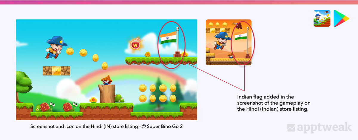 Super Bingo Go 2 的视觉效果，包括其印地语应用商店列表上的印度国旗