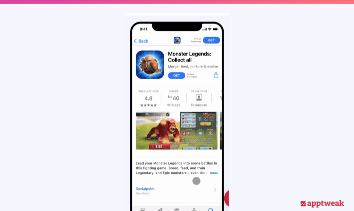 iPhone X 上的 AppTweak 应用页面预览功能