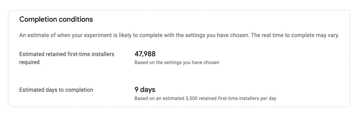 Google Play Completion Conditions
